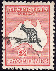 Australia SG 138 £2 Black & Rose  Kangaroo map C of A Watermark Superb Used