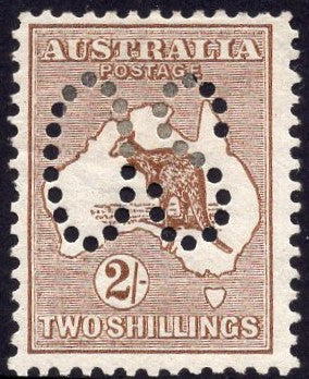 Australia SG O11 2/- Brown Kangaroo 1st Watermark Perforated Large OS MLH