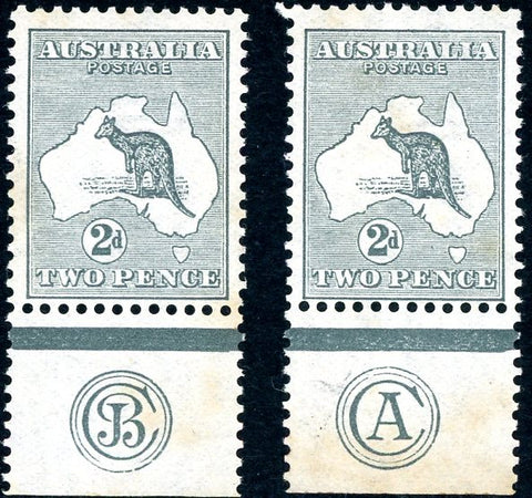 Australia SG 3 2d Two Pence Monograms JB and CA 1st Watermark