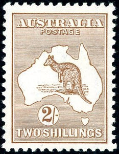 Australia SG 29 2/- Brown Kangaroo 2nd Watermark. A rare stamp unmounted.