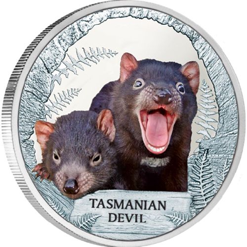 Tuvalu  Australia 2013 Endangered and Extinct Series Tasmanian Devil 1oz 999 Silver Proof Coin Box Cert