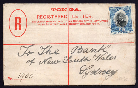 Tonga Toga 1897 Registered Envelope sent to Sydney