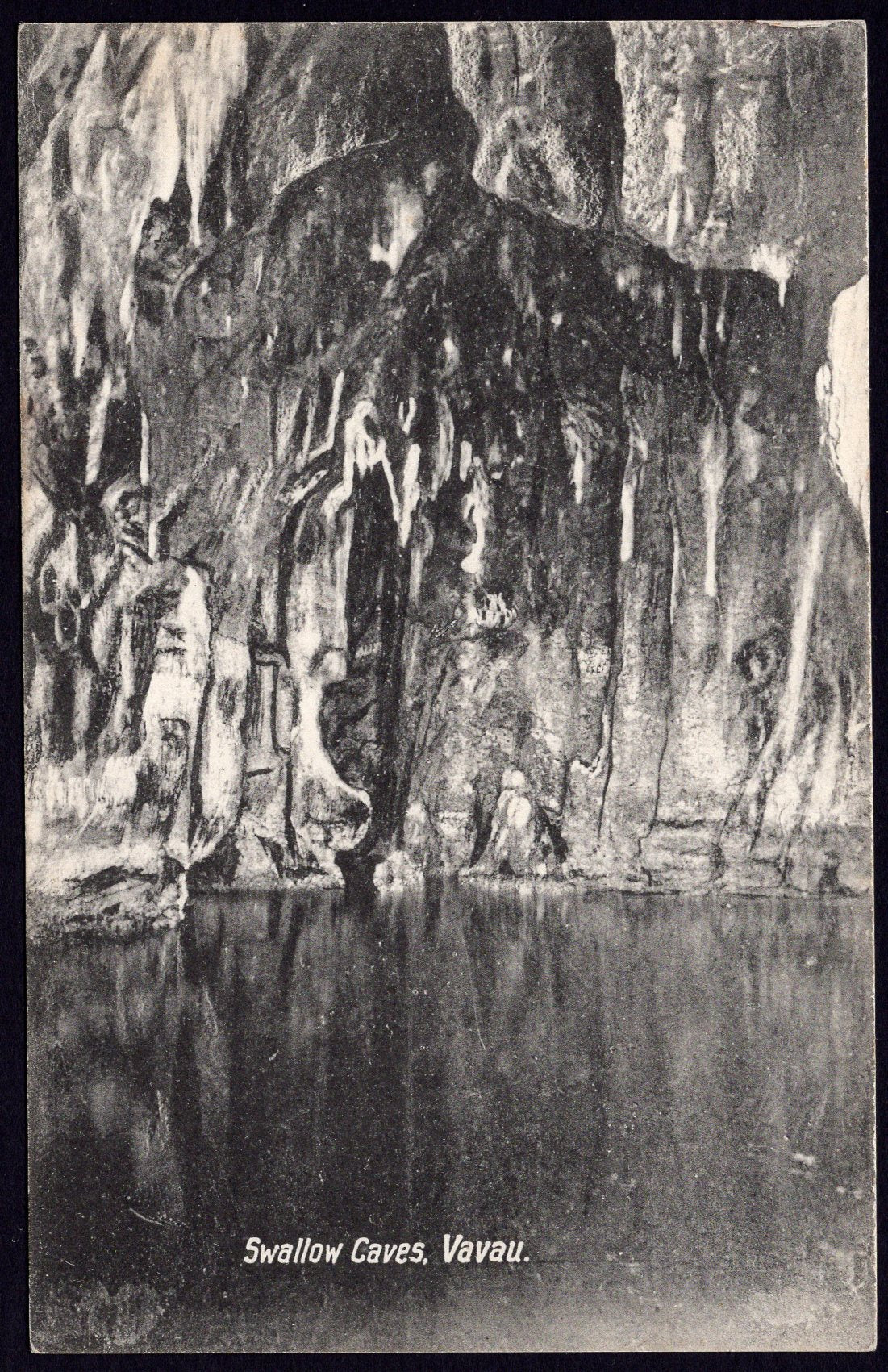 Tonga Toga 1d Stamp Swallow Caves Vavau Postcard Sent to Melbourne Australia
