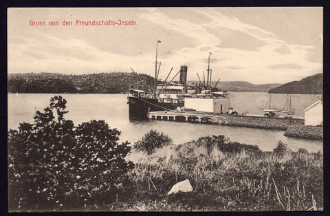 Tonga Toga Gruss von den Freundschafts- Ship Docked at Pier Postcard Mint