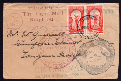 Tonga Toga Tin Can Mail Niuafoou Postage 1d Health Stamps New Zealand