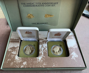 Australia 1990 RAM 75th Anniversary ANZAC $5 Commemorative Coin Set