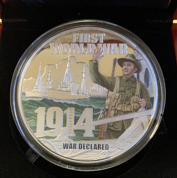 2014 First world War Series - War Declared 5oz 999 Silver Coin Box Cert
