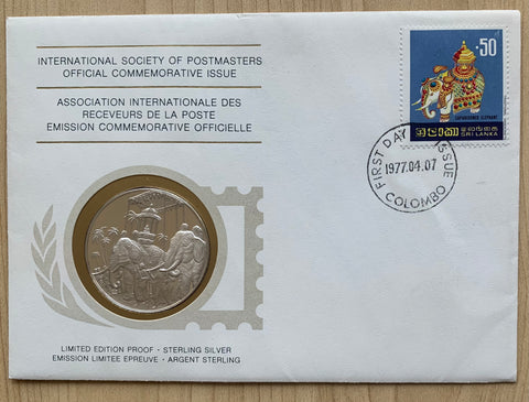 Sri Lanka Silver Elephant Commemorative Medal For International Society of Postmasters