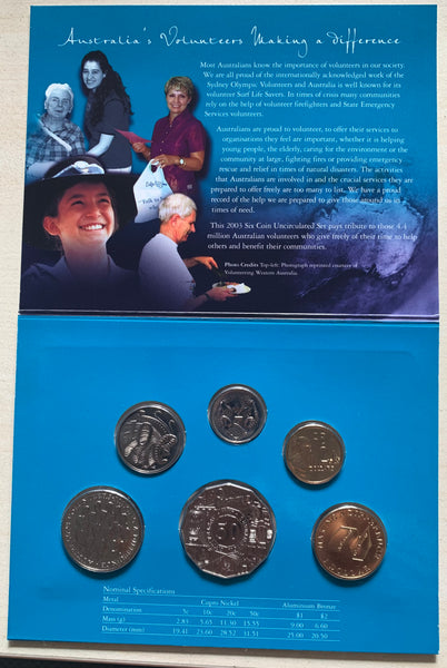 Australia 2003 Royal Australian Mint Volunteers uncirculated Coin Set