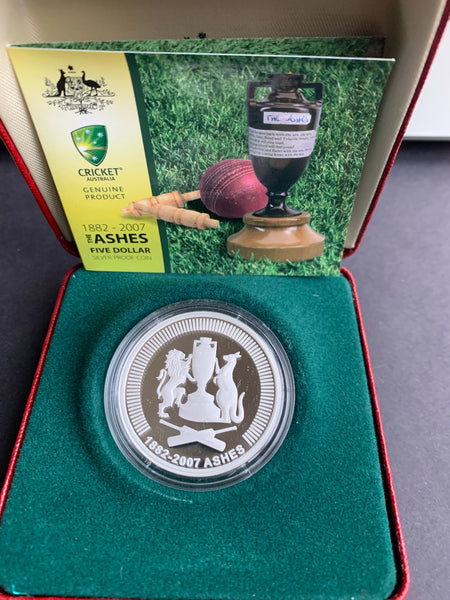 Australia 2007 Royal Australian Mint $5 The Ashes cricket silver Proof Coin