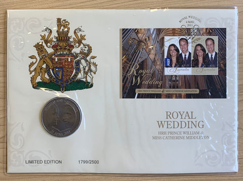 Australia stamp miniature sheet GB Great Britain 2011 £5 Royal Wedding Prince William & Kate Middleton PNC