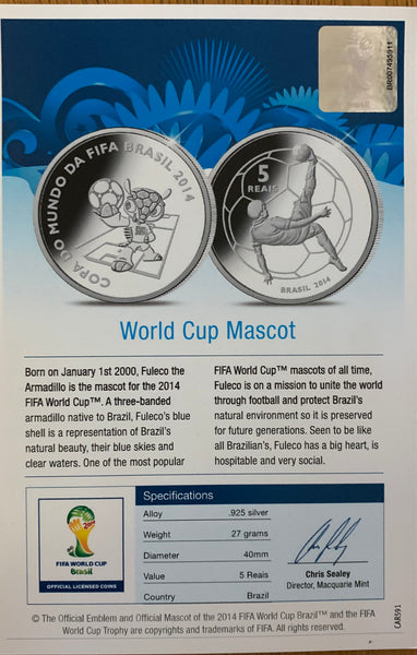 Brazil Canada French  Portugal South Africa Spain2014 FIFA World Cup Brazil World Silver Coin Set