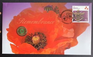 2014 Remembrance Day $2 Coloured Coin  PNC