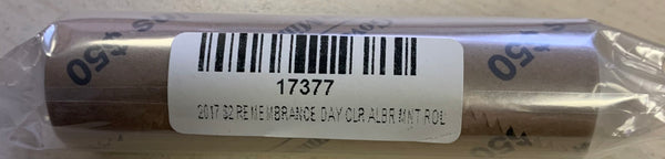 Australia 2017 Royal Australian Mint  $2 Coloured Remembrance Mint Roll