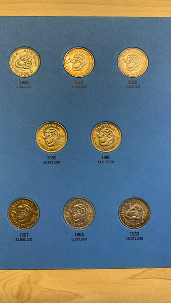 Australian Silver Shilling 1/- 1938 to 1963 Set Complete