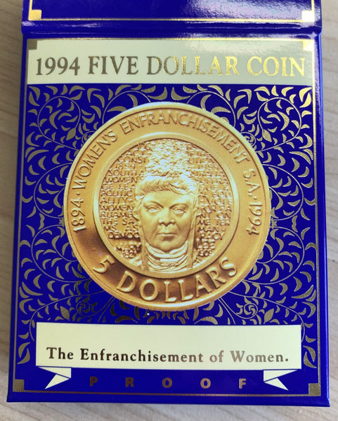 Australia 1994 Royal Australian Mint $5 Enfranchisement of Women Aluminium Bronze Proof Coin