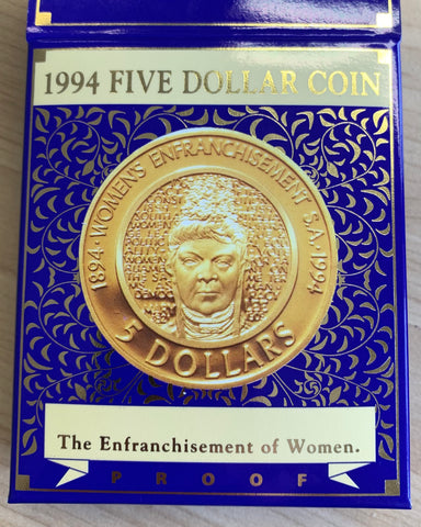 Australia 1994 Royal Australian Mint $5 Enfranchisement of Women Aluminium Bronze Proof Coin
