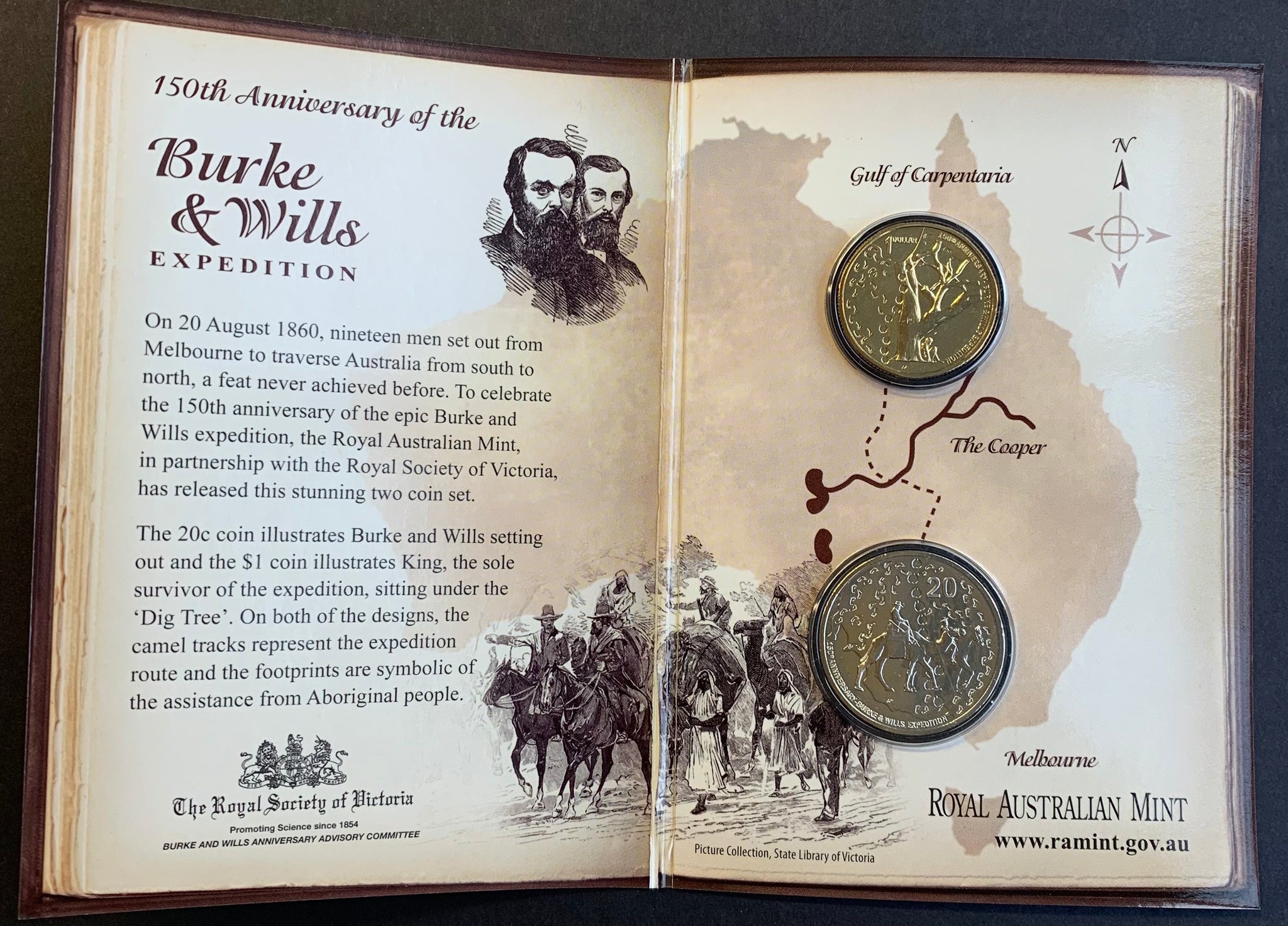 Australia 2010 Royal Australian Mint Burke and Wills Expedition 2 Coin uncirculated Set
