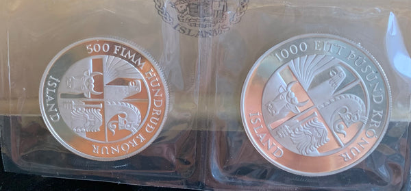 Iceland 1974  Silver Proof Set Superb Condition.