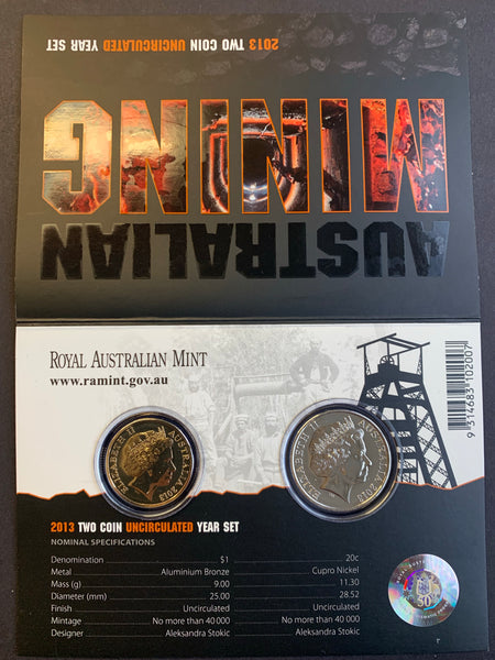 Australia 2013 Royal Australian Mint Mining 2 Coin Uncirculated Set