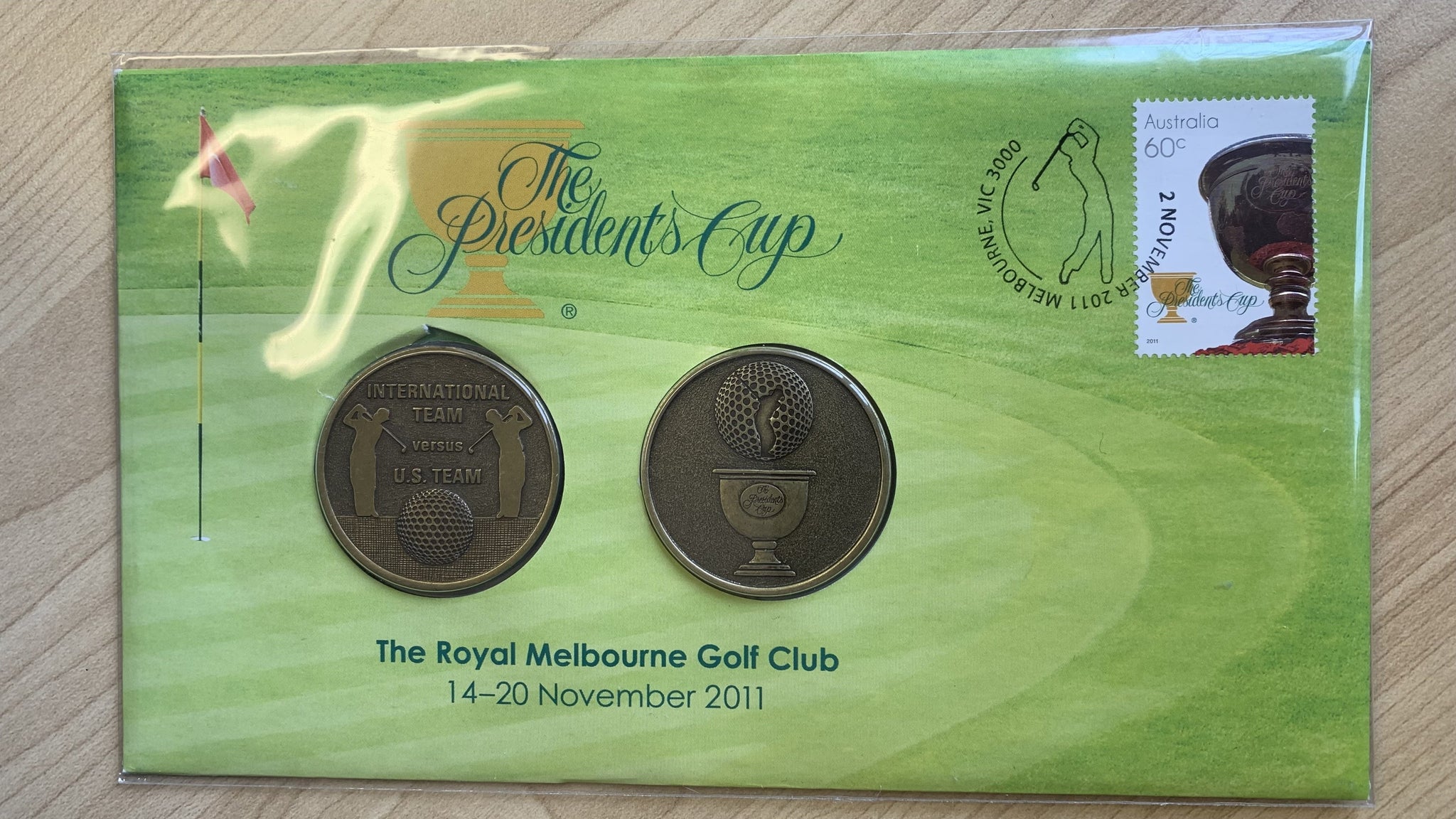 2011 Australian 2 tokens The Presidents Cup PNC 1st Day Issue