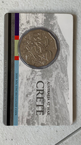 Australia 2015 Royal Australian Mint Fifty Cents 50c Australia at War Crete Coloured Coin