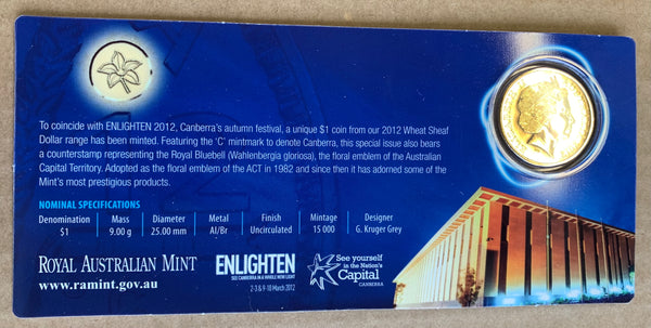 Australia 2012 Royal Australian Mint $1 Wheat Sheaf Bluebell Counterstamp Dollar Coin