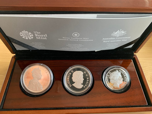 Australia Canada & Great Britain 2012 UK Diamond Jubilee Silver 3 coins Proof Coin