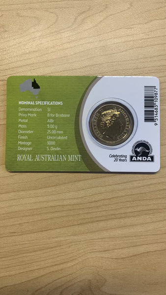 Australia 2016  Royal Australian Mint ANDA $1 Mob of Roos Uncirculated "B" Privy Mark Carded Coin
