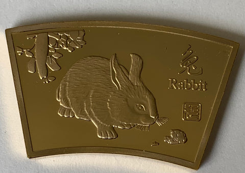 China PRC Chinese New Year. Year of the Rabbit 24ct Gold Plated medal