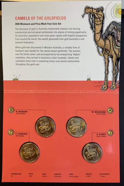 2018 EUREKA DOLLAR Four $1 Coin Uncirculated Privy Mark Set