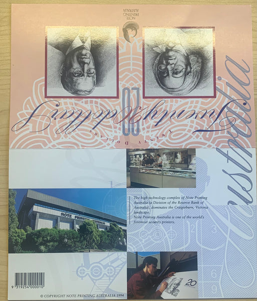 Australia 1994 $20 Fraser Evans First Polymer Issue Folder  Uncirculated