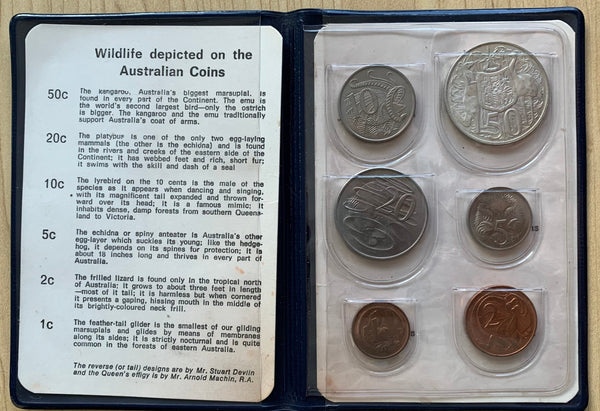 Australia 1966 Royal Australian Mint Uncirculated Coin Set in rare blue wallet