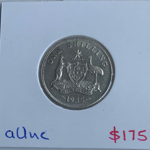 AUSTRALIAN : 1935 Silver Shilling 1/- aUnc