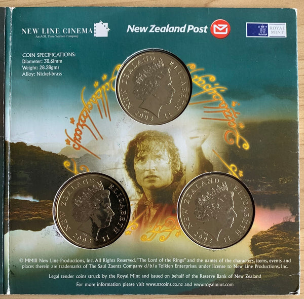 2003 New Zealand $1 "Lord of the Rings" 3 Coin Set