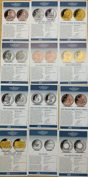 Macquarie Mint "The History of Australian Coinage" Set of 24 Medallions finished in various precious Metals