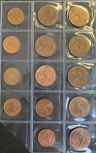 Australia Penny 1948M, 49, 50M, 51PL, 52M x 2, & Half Penny 1949, 50, 51 x 3 & 54 EF to Uncirculated