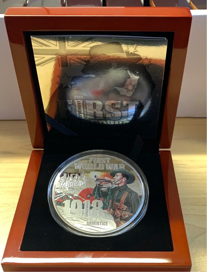 2018 First world War Series - Armistice 5oz 999 Silver Coin Box Cert