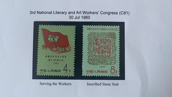 PRC China 1960 Literary & Art Workers Congress C81 Set mounted Mint