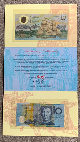 Australia 1998 10th Anniversary of Polymer Banknotes Premium $10 Folder