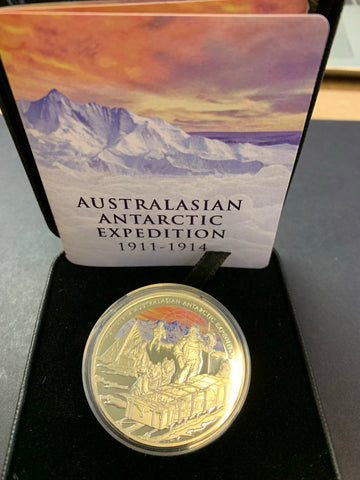 Tokelau Islands 2014 Australian Antarctic Anniversary Expedition 1oz .925 Silver Proof Coin Box Cert