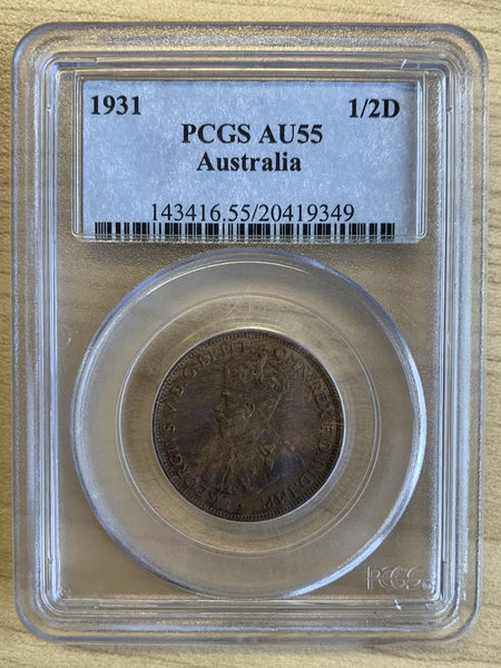 AUSTRALIA 1931 Half Penny ½d PCGS AU55