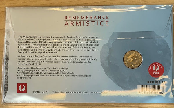 2018 Remembrance Armistice PNC with Coloured $2 coin