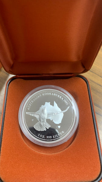 Australia 2001 Perth Mint $1 The Australian Kookaburra 1oz 999  Silver Proof Coin