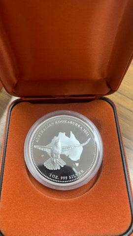 Australia 2001 Perth Mint $1 The Australian Kookaburra 1oz 999  Silver Proof Coin