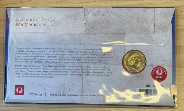 2018 Australia A Centenary of Service PNC with $1 coin