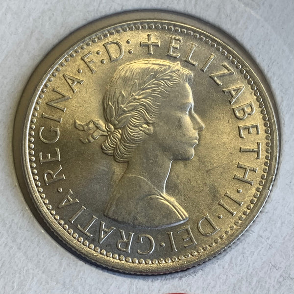 Australia 1954 2/- Florin Royal Visit Silver Coin Choice Uncirculated.