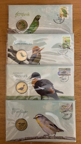 2013 set of 4 $1 Tuvalu Birds PNC