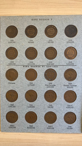 Australia Half Penny  ½d Halfpenny complete Set Excluding 1923 in Dansco Album