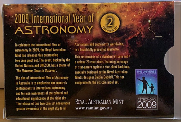 Australia 2009 Royal Australian Mint International Year of Astronomy 2 Coin Proof Set